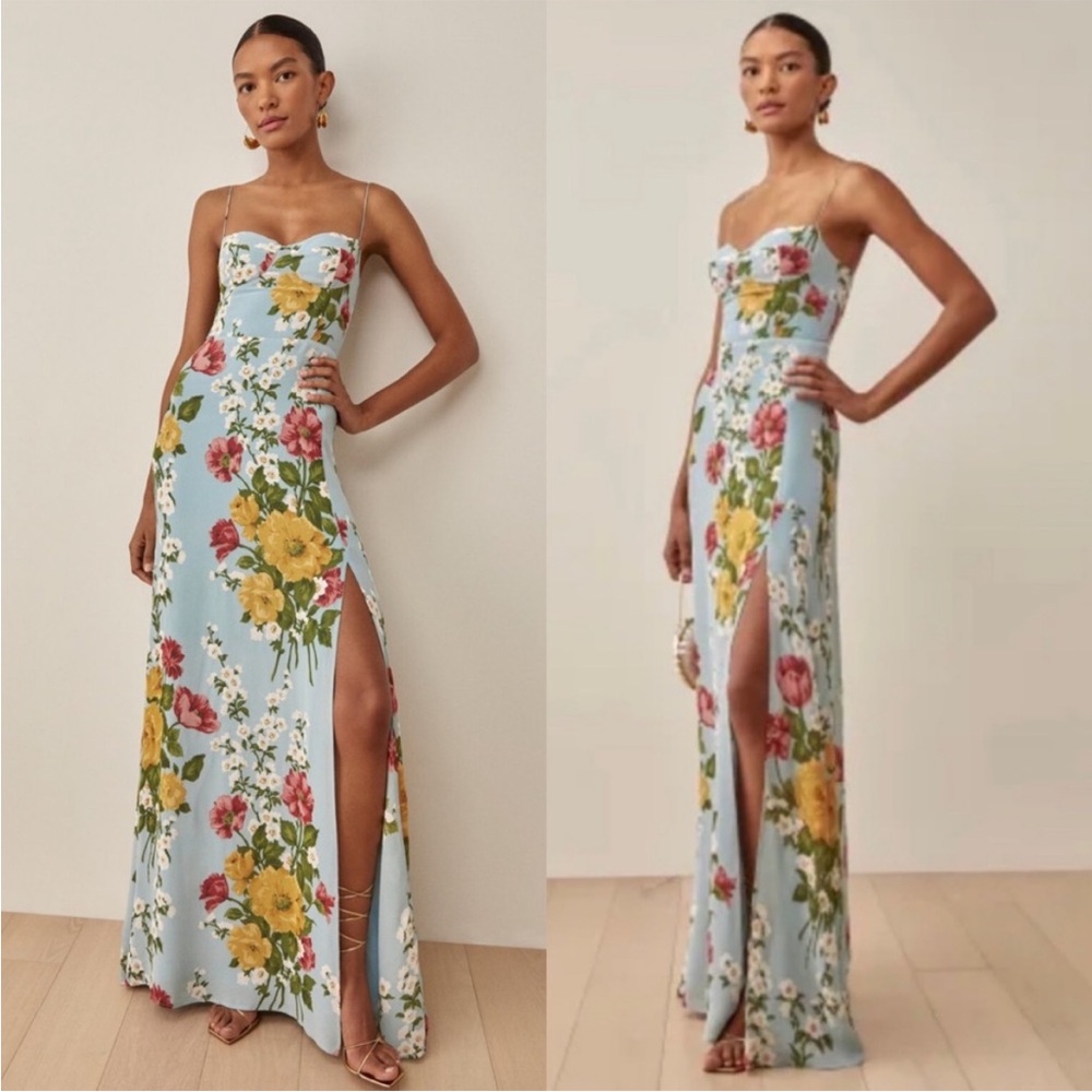Reformation Floral Maxi Dress - Blue, Yellow, Red